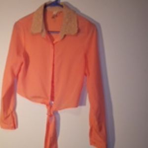 Crop, waist tie, blouse